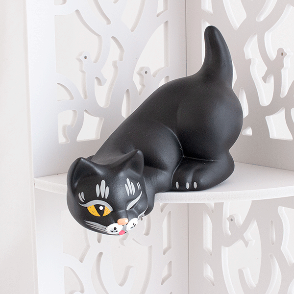Кот на полку Шалун 20 см, керамика, матовый, в ассортименте