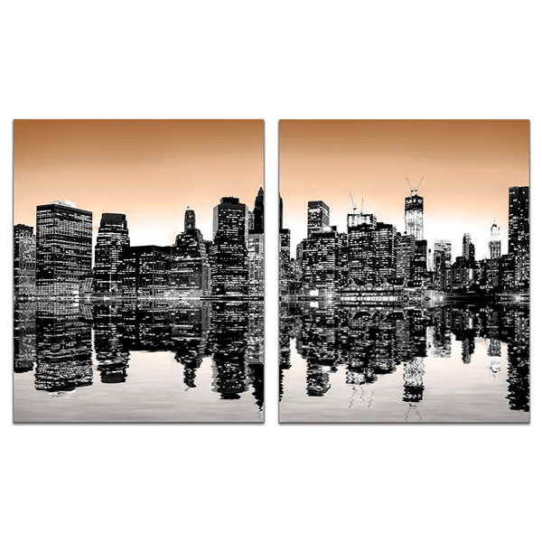 Модульная картина Диптих Рассвет над городом 95х57см