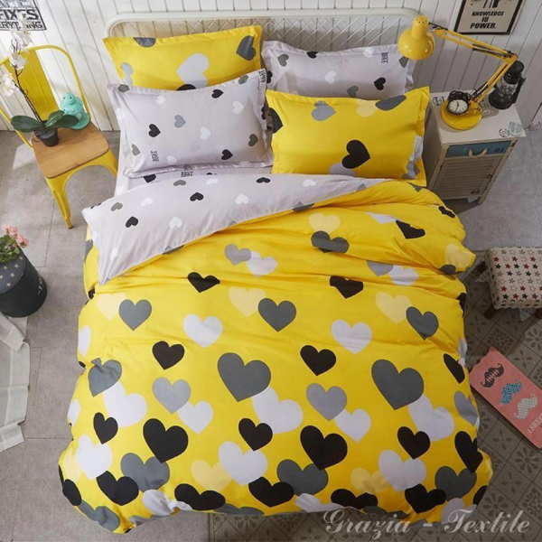 Комплект постельного белья Yellow Hearts Сатин Grazia-Textile D017