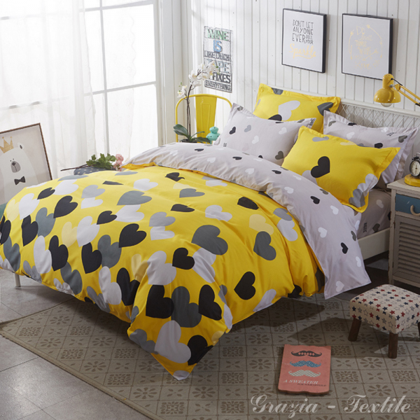 Комплект постельного белья Yellow Hearts Сатин Grazia-Textile D017