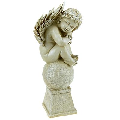 Скульптура-фигура для сада из полистоуна "Ангел на шаре маленький" 19х38см