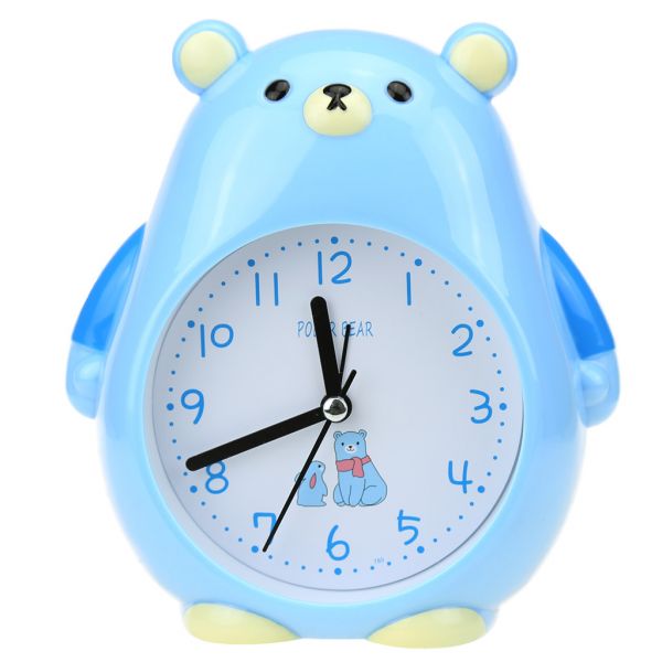 Часы-будильник "Медведь" 14х15х4,5см, пластм. голубой