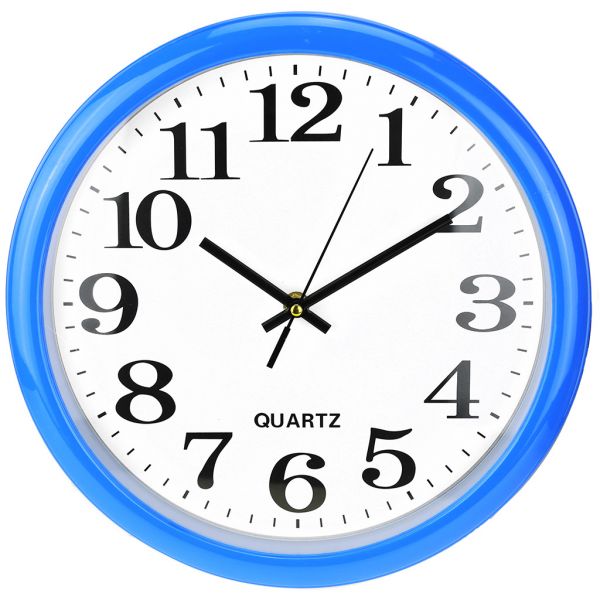 Часы настенные "Коломбо" д29,5х4,2см, мягкий ход, циферблат бел, пласт. синий