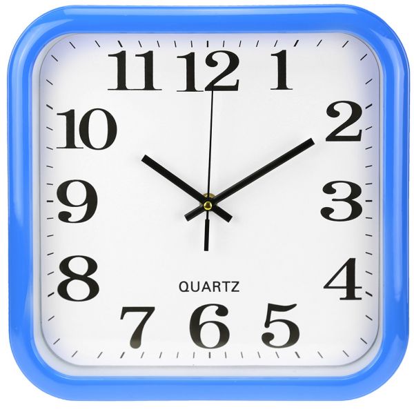 Часы настенные "Коломбо" 29,5х28,5х4,2см, мягкий ход, циферб. бел, пласт. синий