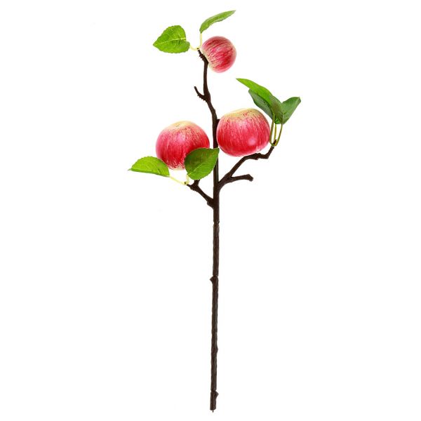 Декоративная ветка "Яблоки розовые" 37см 3 плода