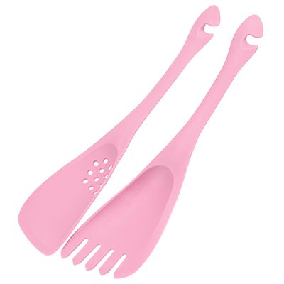 Кухонный набор 2 пр: вилка, лопатка, для тефл. посуды, пластм, розовый