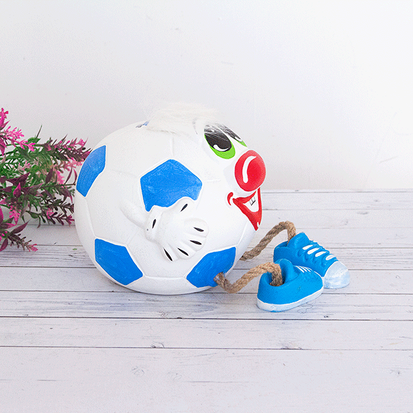 Копилка на полку Мяч с висячими ножками 16см, керамика, в ассортименте