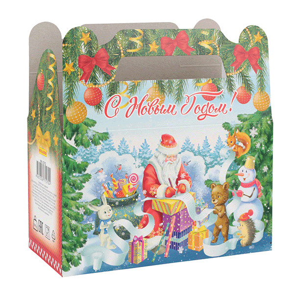 Коробка для сладостей Сундучок 500г Дед Мороз и список подарков