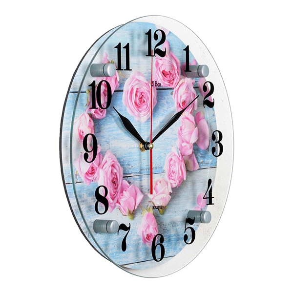 Часы картина Круг Розы на голубом 30см