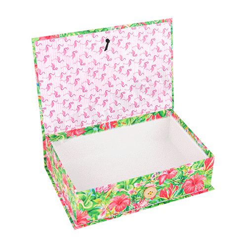 Подарочная коробка Книга Фламинго 18х5х12см, с застеж.