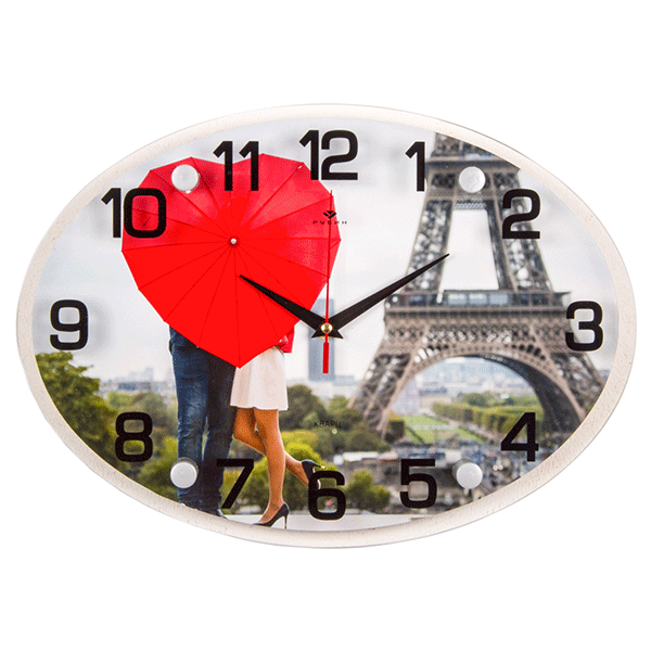 Часы картина Овал 35х25 см Из Парижа с любовью