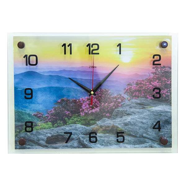 Часы картина Рассвет в горах 35х25см