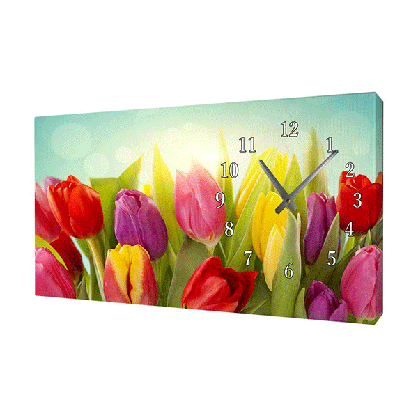Часы Картина Яркие тюльпаны 58х34см