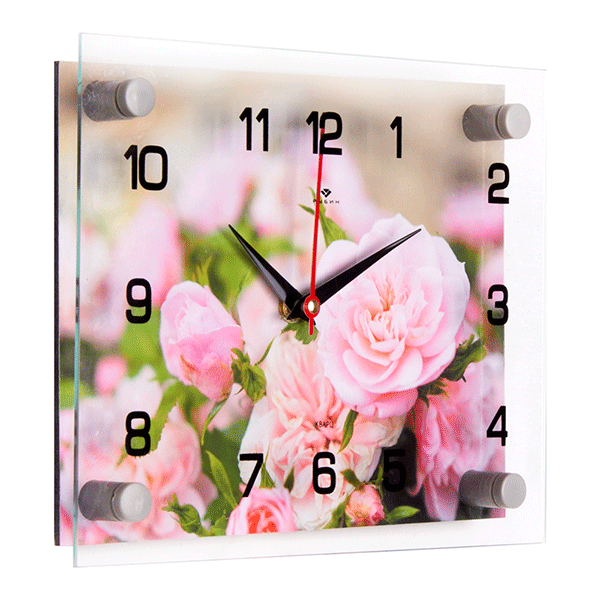 Часы картина 25х20см Розовые розы