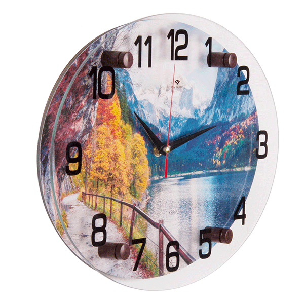 Часы картина Овал 35х25см Осень в горах