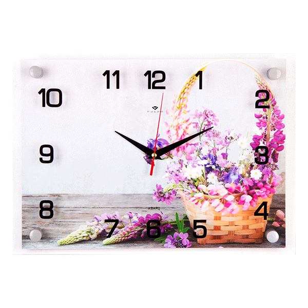 Часы картина Цветы в корзине 35х25см