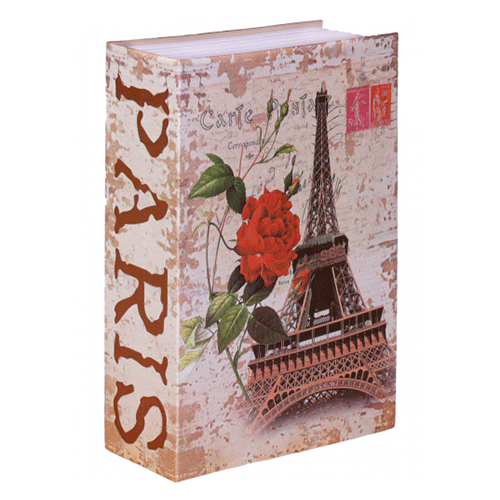 Сейф Книга с ключом Париж 16х24 см в винтажном стиле металл