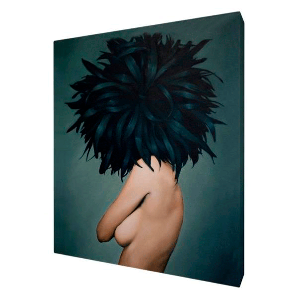 Картина Постер 45х58 см Девушка Светская львица черные перья