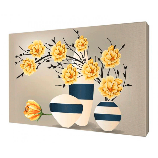 Картина Постер 58х45см Желтые цветы в вазах