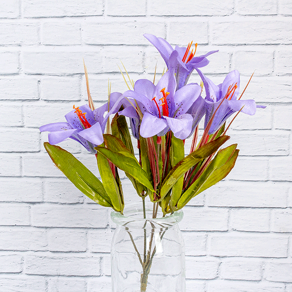 Веточка декоративная Лилия 7 цветов 33 см, в ассорт.
