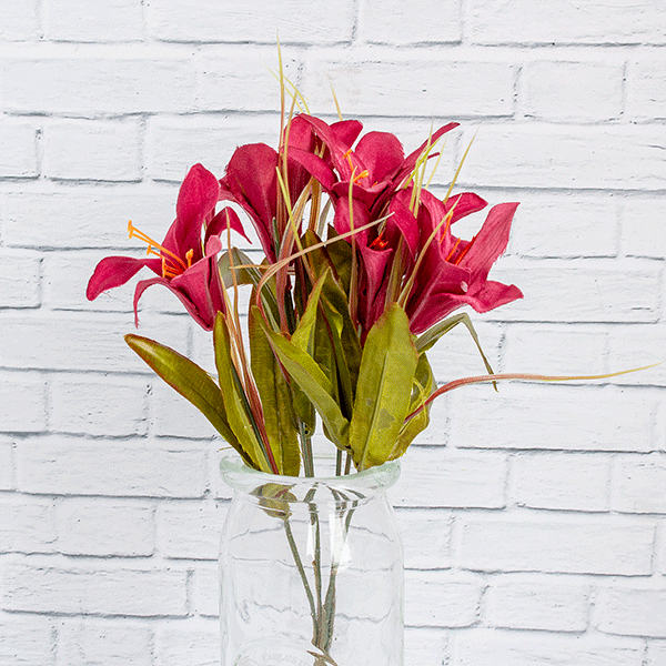Веточка декоративная Лилия 7 цветов 33 см, в ассорт.