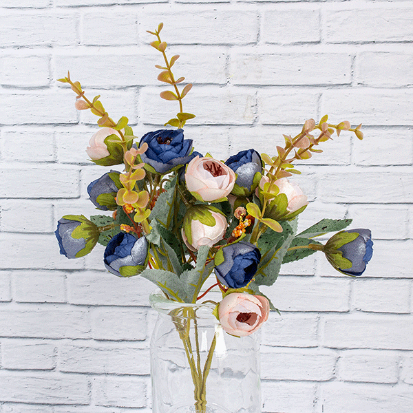 Веточка декоративная Камелия перламутровая 34 см, цветы в ассорт.
