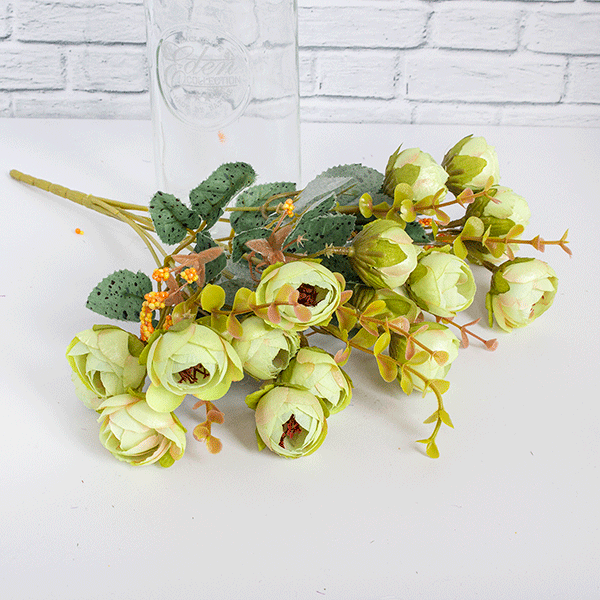 Веточка декоративная Камелия перламутровая 34 см, цветы в ассорт.