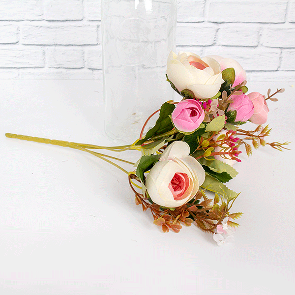 Ветка декоративная Камелия Фаина 30 см, цветы в ассорт.