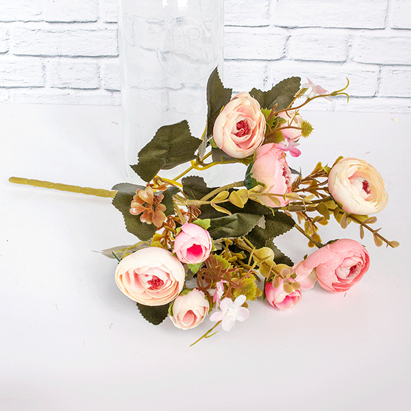 Ветка декоративная Камелия Фифочка 30 см, цветы в ассорт.