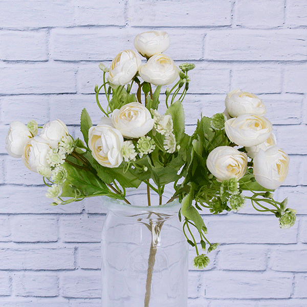 Ветка декоративная Камелия Душенька 28 см, цветы в ассорт.