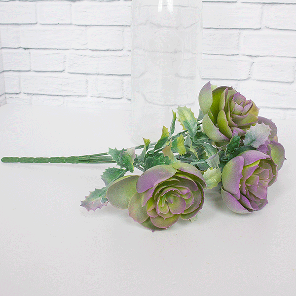 Ветка декоративная Каменная роза 28 см, цвет в ассорт.