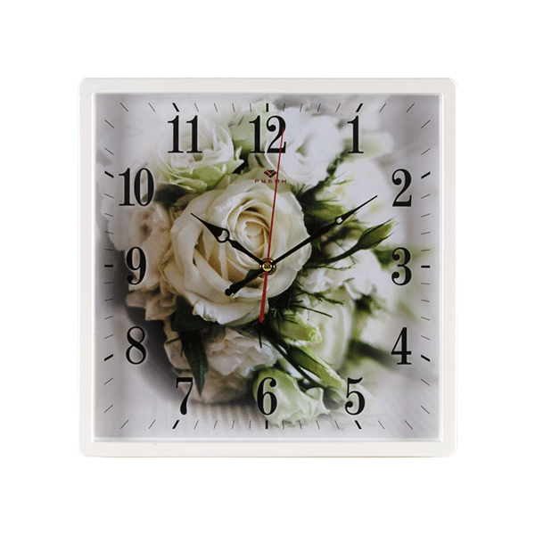 Часы настенные Квадро Белые розы, 30*30, белый
