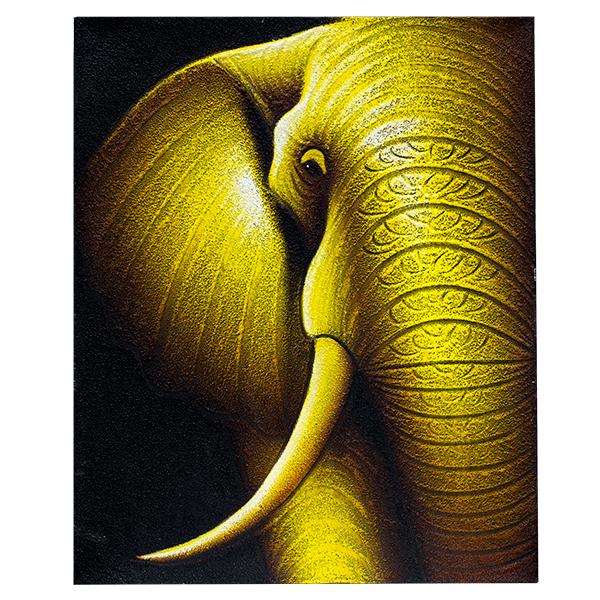 Картина маслом Слон 40х50 см в песочных тонах