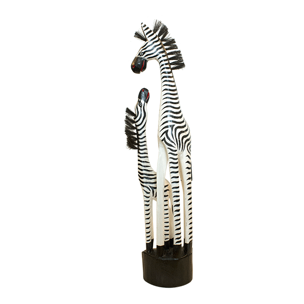 Зебра с жеребенком 80 см черно-белые албезия