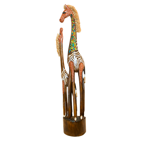 Зебра с жеребенком 100 см инкруст. мозаика, роспись мазками, албезия