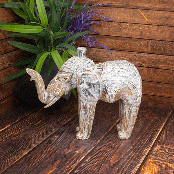Слон индийский, резьба натуральный с серебром, размер в ассортим.