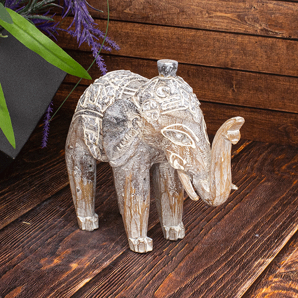 Слон индийский, резьба натуральный с серебром, размер в ассортим.