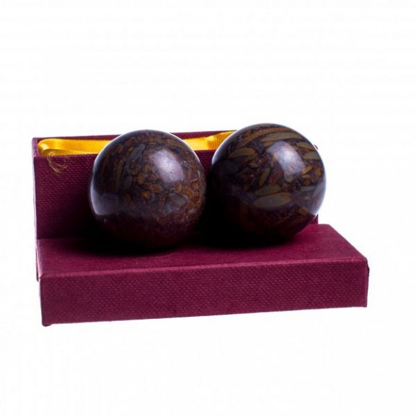 Шары здоровья (Бао) каменные из коричневой яшмы 2 шт., d-4см, в кор.