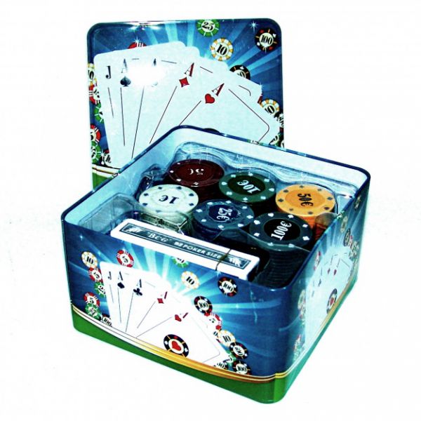 Игровой набор для покера с номиналом (120 фиш, карты) в кор. 15x15см