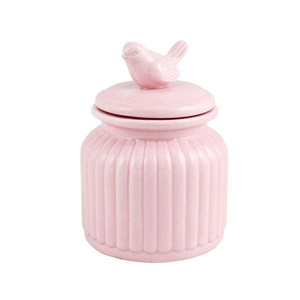 Баночка для чая Соловушка 700 мл светло-розовая керамика