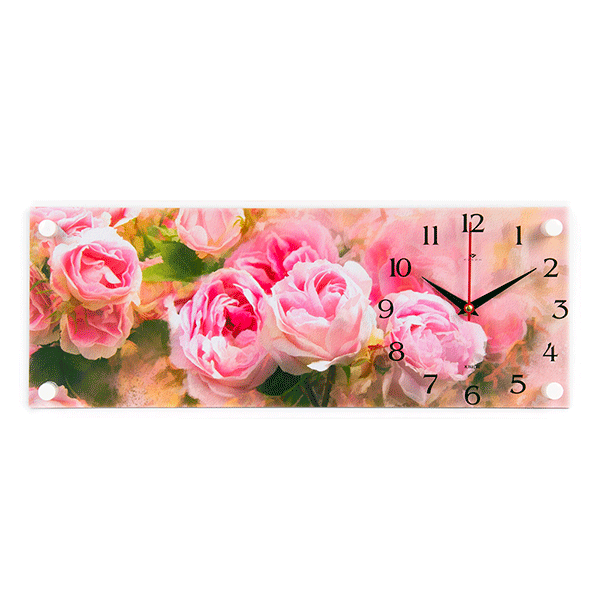 Часы картина Розовые пионы 49х19 см 21 век