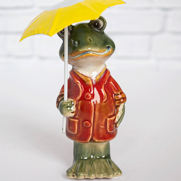 Лягушонок под зонтом 13 см керамика