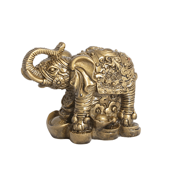 Слон хобот вверх на монетах и слитках 9х6,5см под бронзу