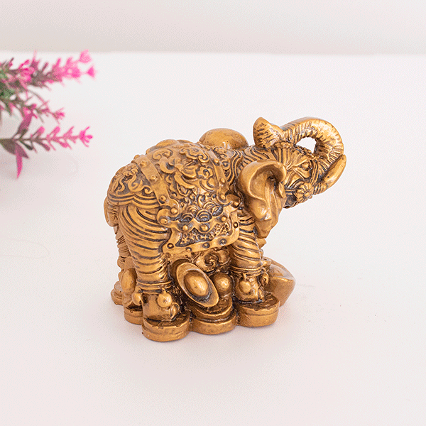Слон хобот вверх на монетах и слитках 9х6,5см под бронзу