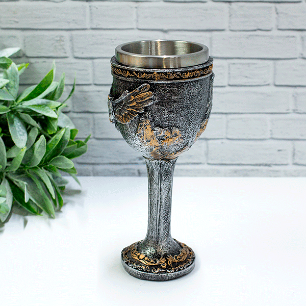 Кубок Орел 200мл, металл, полистоун 3D, черненное серебро и медь