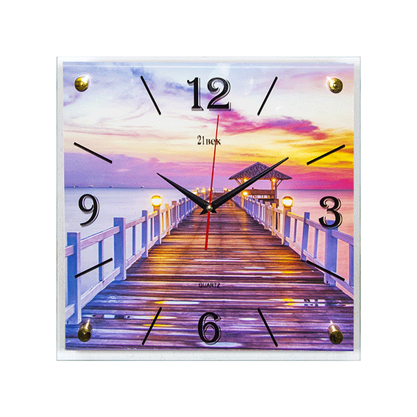 Часы картина Квадро На пирсе 35х35 см 21 век