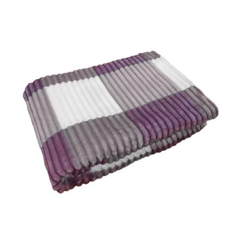 Плед плюшевый шарпей "Клетка", Евро (200*220) серый-фиолетовый