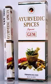 Благовония PPURE GEM Ayurvedic Spices (Аюрведические специи), шестигр, 20 пал.
