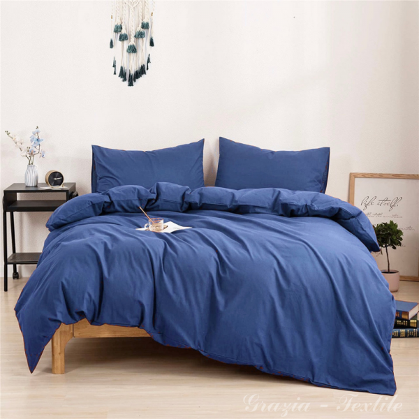 Комплект постельного белья однотонный Сатин Blue Grazia-Textile N006