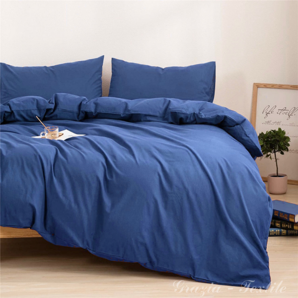 Комплект постельного белья однотонный Сатин Blue Grazia-Textile N006